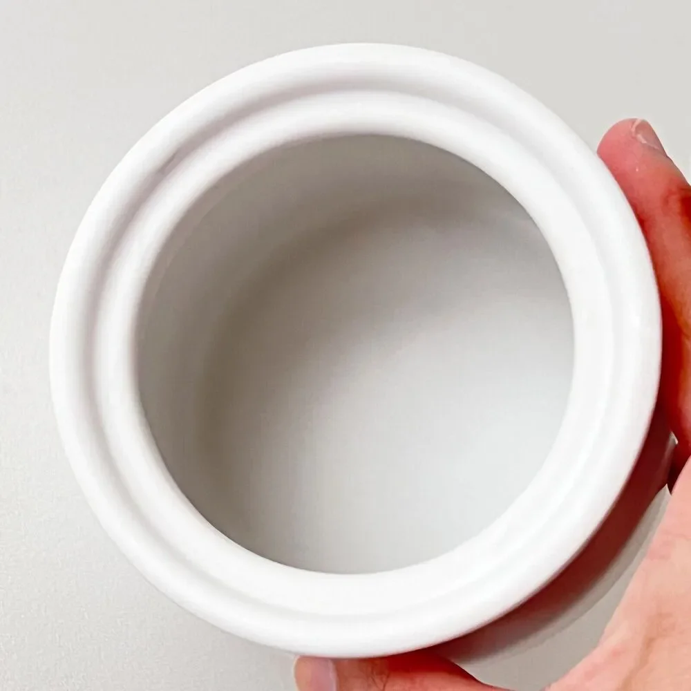 Pottery Barn Ceramic Bathroom Canister Jar with Lid Matte White 4